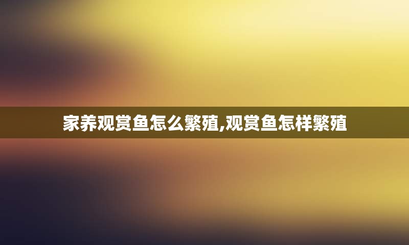 家养观赏鱼怎么繁殖,观赏鱼怎样繁殖