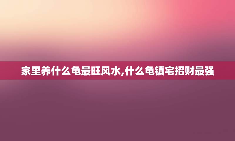 家里养什么龟最旺风水,什么龟镇宅招财最强