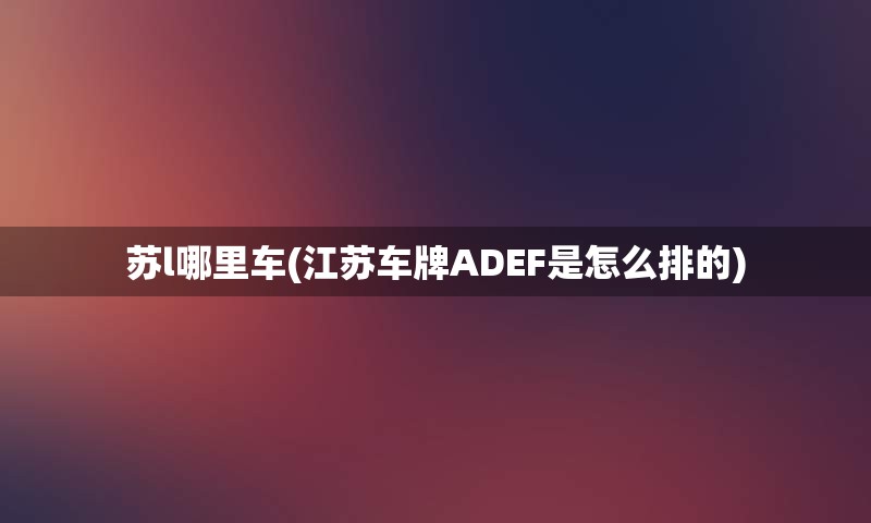 苏l哪里车(江苏车牌ADEF是怎么排的)