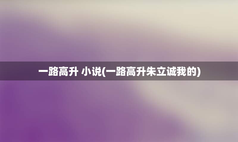 一路高升 小说(一路高升朱立诚我的)