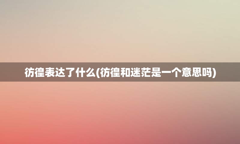 彷徨表达了什么(彷徨和迷茫是一个意思吗)