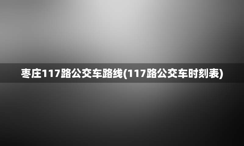 枣庄117路公交车路线(117路公交车时刻表)