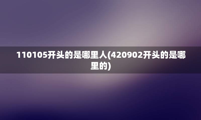 110105开头的是哪里人(420902开头的是哪里的)
