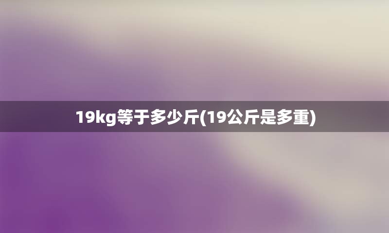 19kg等于多少斤(19公斤是多重)